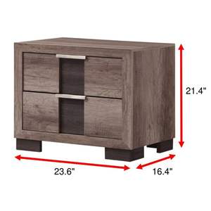 DB Mesita de noche inteligente con acabado marrón rústico contemporáneo con dos cajones, perillas de Metal, muebles de madera para dormitorio para uso en apartamentos - Product Image 3
