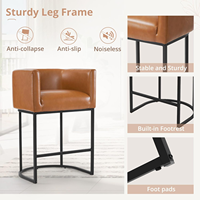 Tabouret de bar haut de gamme au design moderne avec accoudoirs en PU et structure en acier pour la maison, la cuisine, l'extérieur, les restaurants, les centres commerciaux et les halls