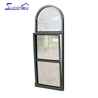 AS2047 NFRC Rotura térmica Ventanas de giro inclinables de aluminio Ventana de vidrio templado doble con panel fijo arqueado