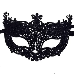 Vrouwen Mardi Gras Halloween Kerstbal Carnaval Goud Poeder Plastic Half Gezicht Vos Party Black Maskerade Maskers