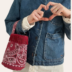 <span class=keywords><strong>Borsa</strong></span> a Mano Mini con Frange e Motivo Paisley per Donne, Stile Boho per Spiaggia, Vacanze e Feste - Product Image 3
