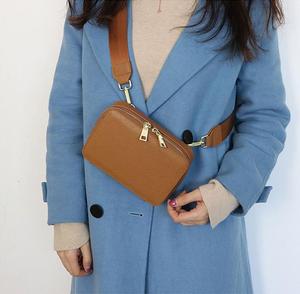 New design saffiano leather box case fanny pack waist belt bag women mobile phone bag makeup belt bag
