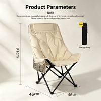 Fauteuil lune moderne rembourré à dossier haut, pliable et portable avec sac de rangement, revêtement en coton, mobilier d'extérieur pour camping, plage, parc, jardin