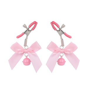 Nipple Clamps <b>Bow</b> Clamp With Ribbon And Bell For Couples Adult Use Black White Pink <b>Red</b> Color Available - Product Image 2