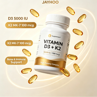 Capsules de vitamine D3 K2 JAYHOO 5000 UI D3 + 90 mcg MK7 K2, soutien osseux et immunitaire, complément alimentaire, étiquette privée OEM