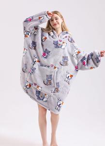 Comfortable Thickened <strong>Fleece</strong> <strong>Jacket</strong> Adult Style Therahoodie Blanket Pajama TV Blanket Hood Woven <strong>Bed</strong> Home Lazy Shirt Wearable - Product Image 4