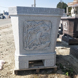 Pot de fleur en pierre antique sculpté à la main jardinière en pierre <span class=keywords><strong>aquarium</strong></span> Pots d'eau ronds gravure antique pour jardin cour paysage - Product Image 6