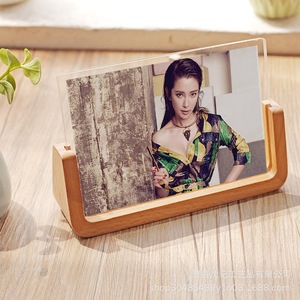 Cadre photo en bois rectangulaire en bois massif durable pour table, horizontal, 678 pouces, impression acrylique couleur, cadre en forme de U - Product Image 2