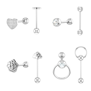 10 cái/bộ tim tăng lưỡi xuyên langue lưỡi vòng thép không gỉ núm vú Vòng Helix xuyên lengua cơ thể đồ trang sức Barbell - Product Image 3