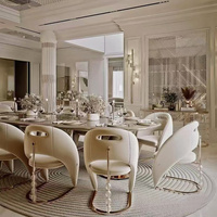 Mobilier italien haut de gamme table à manger moderne et de luxe personnalisée ensemble table à manger 8 places en marbre