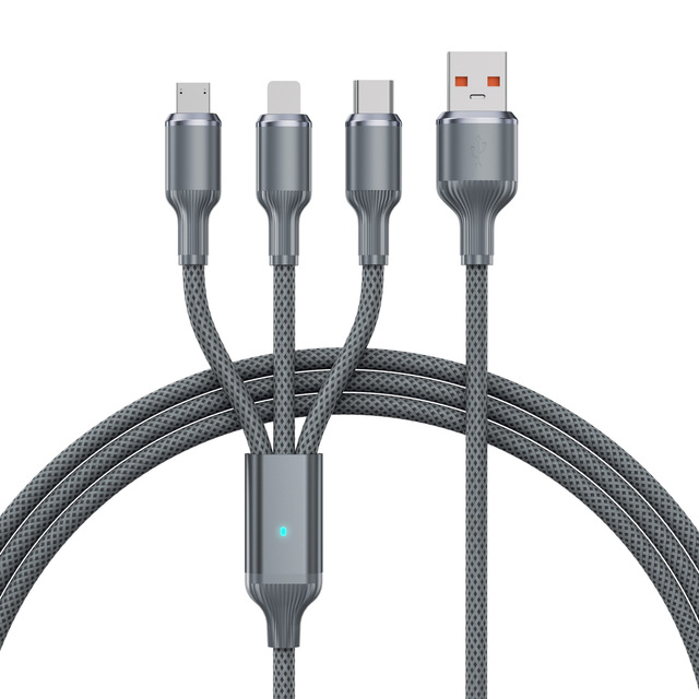 3-in-1 2m Charging Cable for Mobile USB Android Smart Devices 100W Super Fast Charge Wound Gold Wire Type-C for Printers