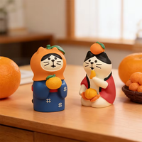 Glückliche Orange Katze Harz-Ornament-Set Pyramiden-Design Handgefertigt Handbemalt Niedliche Mini-Figur Heim-Desktop-Dekoration Musikliebhaber