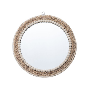 Creative Straw Rope Decorative <b>Mirror</b> Round Wall <b>Hanging</b> <b>Mirror</b> For Living Room Hotel Guesthouse Makeup Background Use - Product Image 4