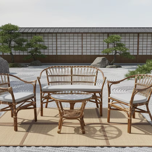 Juego de Mesa de Centro y Silla de Ratán Hechas a Mano FLADEO, Diseño Modular de Madera Moderna y Duradera, Muebles para Sala de Estar y Apartamento, Gran Venta - Product Image 1