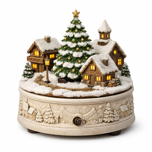 WeiVista Caja Musical de <span class=keywords><strong>Pueblo</strong></span> <span class=keywords><strong>Navideño</strong></span> Iluminada de Resina, Escena Festiva Pintada a Mano, Decoración de Mesa Personalizada del Fabricante - Product Image 2