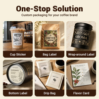 Étiquettes de café de marque privée, finition mate kraft et impression en relief, autocollants adhésifs durables pour sachets de café torréfié