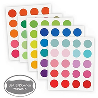 Pegatinas de puntos redondos colores surtidos para oficina, manualidades en el aula