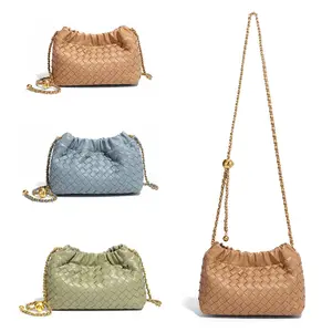 Prêt dames été aisselle vintage sac tissé à la main crochet sac à bandoulière mini sacs pu filles téléphone portable messenger sacs à main 3169