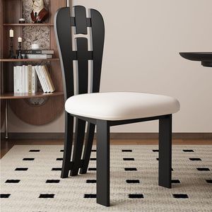 Dining Chairs Solid Wood French Countryside Style Cotton Linen Fabric Home Use Vintage Design - Product Image 3