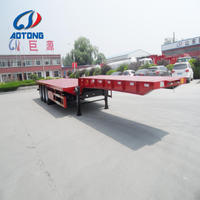 Step wise conteneur 45ft transporteur plate-forme lowbed semi-remorque tri essieux bas à plat camion remorque à vendre