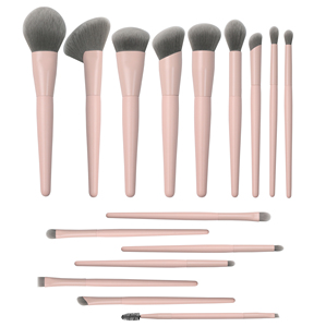 Bộ cọ trang điểm chuyên nghiệp EMF màu hồng 16 chiếc, lông mềm mại, thân thiện với người ăn chay, làm từ than hoạt tính, cọ nền, in logo tùy chỉnh, chất lượng cao - Product Image 1