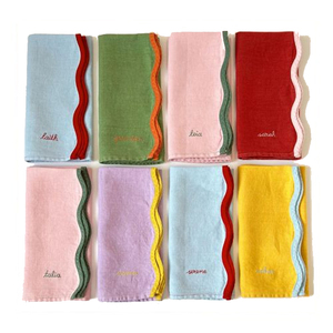 Servilletas de Lino 100% Ecológicas con Impresión Personalizada, Ribete Bordado a Mano, Logotipo, Mantel Individual de Lino y Algodón para Hotel - Product Image 1