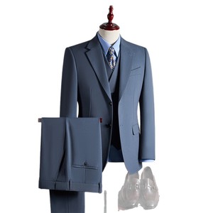 <span class=keywords><strong>Costume</strong></span> Homme Sur Mesure Haut de Gamme à Simple Boutonnage en Tissu Sergé Mélangé – Tenue Formelle Professionnelle - Product Image 5