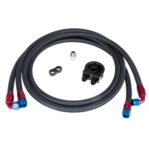 Kit <span class=keywords><strong>de</strong></span> refroidisseur d'huile moteur universel en aluminium noir 10 rangées/14 rangées AN10, comprenant des tuyaux tressés et des raccords AN10 - Product Image 5
