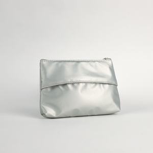 Silver Nylon <b>Makeup</b> Pouch ODM OEM customization BSCI Tissue <b>Compartment</b> Cosmetic <b>Bag</b> Custom Color Fashionable <b>Bag</b> - Product Image 3