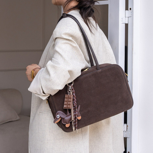 레트로 스웨이드 소가죽 핸드백 여성용 대용량 여성용 가방 캐주얼 패션 젖빛 정품 가죽 여성용 숄더 백 - Product Image 4