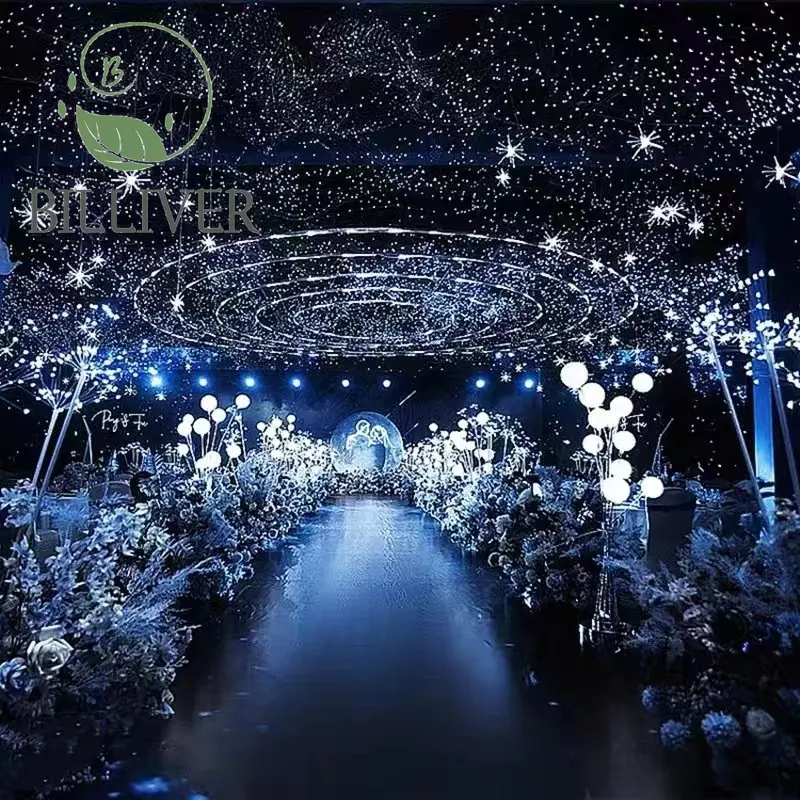 LED diseño de boda pesca estrellada cielo estrellado red luz escenario auditorio decoración malla de alambre colgante Luz de Techo Luz de boda