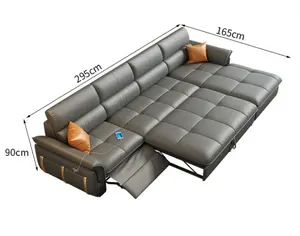 Nuovo arrivo reclinabili set divano letto reclinabile elettrico in pelle con chaise lounge