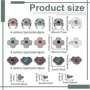 NBEADS Pcs Alloy Decorative Rivets Screw Back Buttons Horseshoe Vintage Turquoise Rivets For Leather Clothes Bag <b>Purse</b> Craft - Product Image 2