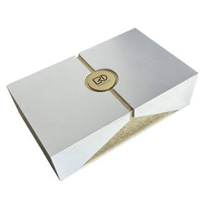 ROGOOD Coffret Cadeau Cosmétique de Luxe à Double Porte avec Extérieur <span class=keywords><strong>en</strong></span> Papier Texturé Blanc et Plaque Circulaire Intérieure Texturée Dorée P2150 - Product Image 1
