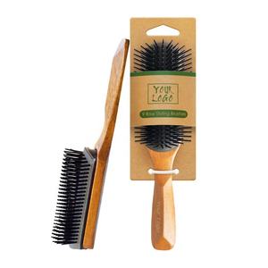 Brosse à cheveux démêlante <span class=keywords><strong>Denman</strong></span> détachable de haute qualité à 9 rangées avec manche en bois écologique et logo personnalisé, très vendue - Product Image 2