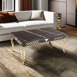 Mesa de Centro Sahra de Imitación Mármol de Lujo con Estructura Metálica, Diseño Moderno Antiguo, Mueble Decorativo para Sala de Estar - Product Image 1