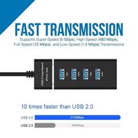 Hub USB SYONG 3.0, répartiteur de ports USB, hub de données USB haute vitesse à 4 ports avec indicateur LED pour PC, clé USB, ordinateur portable, imprimante, mobile