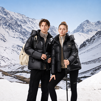 Veste matelassée pour homme, coupe-vent, noire brillante, de qualité supérieure, chaude pour l'hiver, en duvet de canard, idéale pour le ski en montagne