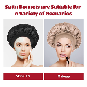 Gorros de Dormir para Mujer, Gorros de Satén de Color Sólido para Baño, Gorro de Ducha Elástico para el Cabello, para Uso Diario y Belleza - Product Image 2