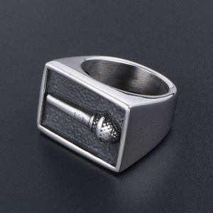 Anillo de Micrófono de Acero Inoxidable para Hombre, Anillo Ancho para el Dedo Índice SA951, Joyería Duradera para Uso Diario - Product Image 3