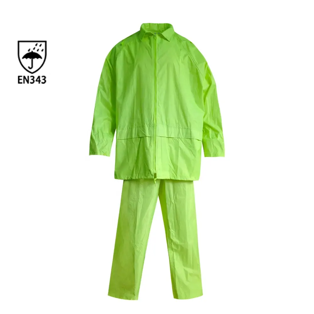Celana dan Jaket Tahan Air Berkualitas Tinggi Tahan Lembap S-2xl PVC Setelan Pakaian Hujan Hijau