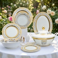 Ensemble de 54 bols en porcelaine fine allemande, design doré personnalisé, luxe royal, pour 6 à 12 personnes, passe au lave-vaisselle