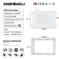 Désembueur intelligent AC100-240V DC12V 72W 6A IP44 CE RoHS avec fonctions de gradation, alimentation intégrée, interrupteur à double capteur tactile, ABS