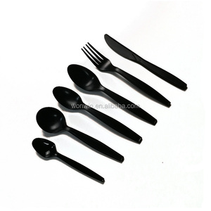 Juego de <span class=keywords><strong>Cubiertos</strong></span> <span class=keywords><strong>Desechables</strong></span> Biodegradables y Sostenibles para Fiestas, con Tenedor, Cuchara y Servilleta <span class=keywords><strong>Negros</strong></span>, en Bolsa OPP para Ensaladas - Product Image 5