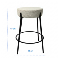 Tabouret de bar moderne rembourré en tissu Teddy, léger et durable, sans dossier, avec structure métallique, pour extérieur et usage commercial, commande en gros