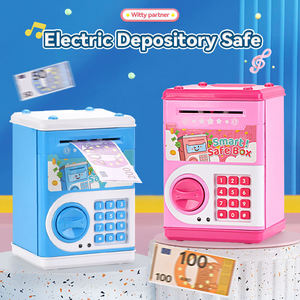 Caisse enregistreuse ATM pour tout-petits, machine à monnaie, boîte à économies électronique avec mot de passe, musique et lumière, cadeau pour enfants, rose et bleu - Product Image 2