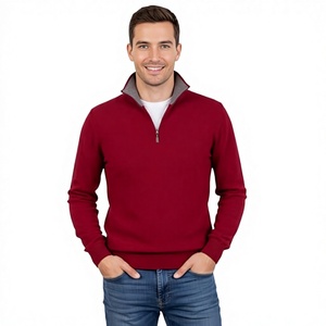 Cardigan d'hiver tricoté pour homme en mélange cachemire-soie avec motif frontal et fermeture éclair quart de tour de haute qualité - Product Image 2