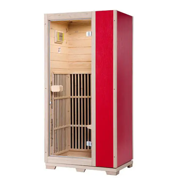 Özelleştirilmiş modern 1 kişi yakın uzak kızılötesi sauna dolabı mini ahşap kuru buharlı sauna odası ev <span class=keywords><strong>kullanımı</strong></span> için satış