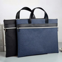 Porte-documents noir personnalisé avec logo, organiseur de voyage d'affaires, pochette avec fermeture éclair, sac de conférence pour documents, sac fourre-tout pour homme, sac cadeau de luxe