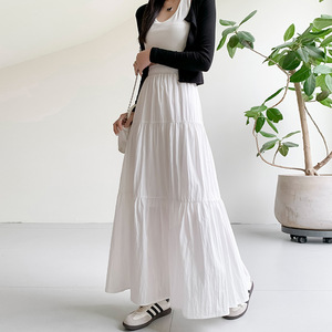 <strong>White</strong> Cake <strong>Skirt</strong> for <strong>Women</strong>, Gentle and Charming Korean Style, High Waist, Slimming, Versatile, Elastic Waist - Product Image 2